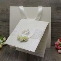 Embossing Invitation Card Handmade Invitation with Hand Bag Wedding Invitation Customized 
